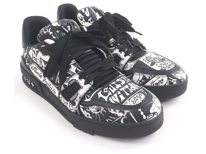 Sneakers Louis Vuitton LV Trainer Line Nero Bianco - vista 3