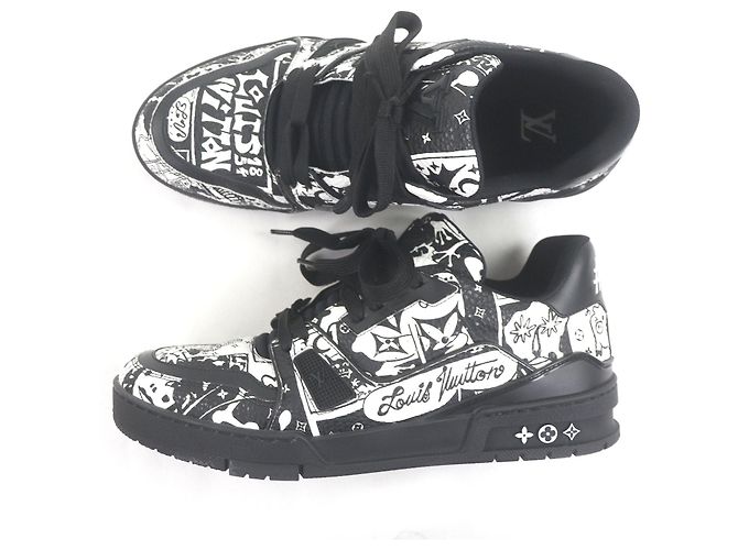 Sneakers Louis Vuitton LV Trainer Line Nero Bianco - vista 4