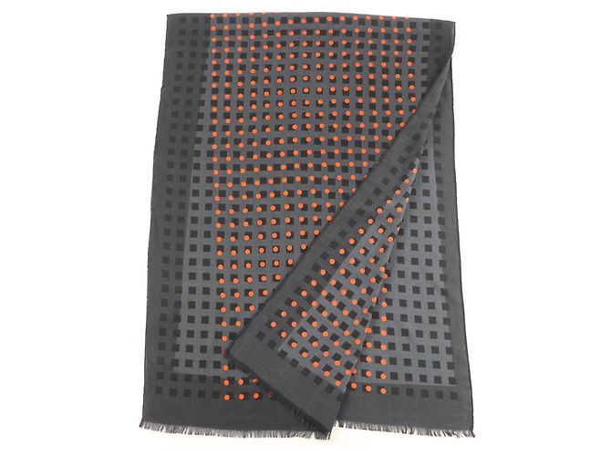 Hermès Sciarpa in cashmere grande Hermes Stall Dot Marrone - vista 2