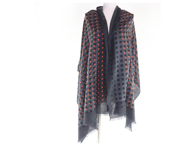 Hermès Sciarpa in cashmere grande Hermes Stall Dot Marrone - vista 3