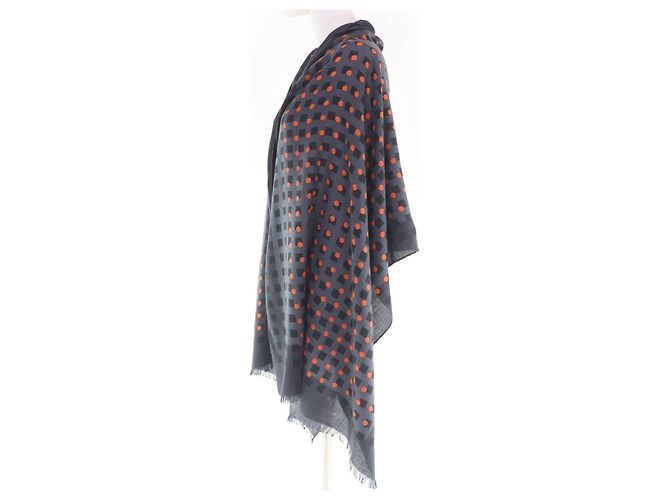 Hermès Sciarpa in cashmere grande Hermes Stall Dot Marrone - vista 4