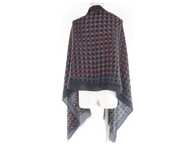 Hermès Sciarpa in cashmere grande Hermes Stall Dot Marrone - vista 5