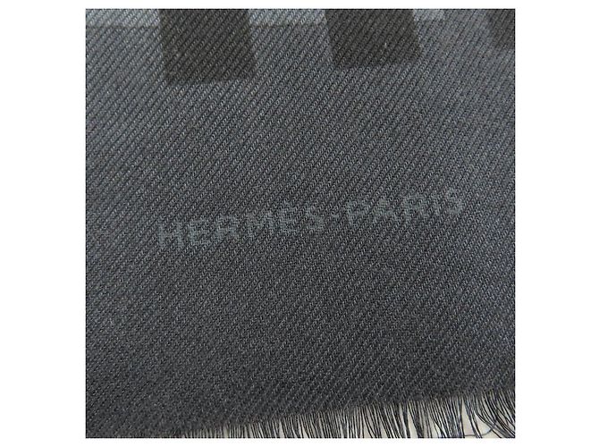 Hermès Sciarpa in cashmere grande Hermes Stall Dot Marrone - vista 6