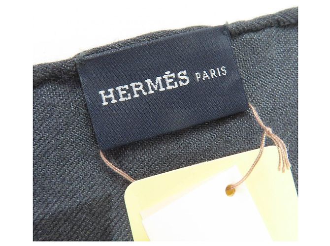 Hermès Sciarpa in cashmere grande Hermes Stall Dot Marrone - vista 8