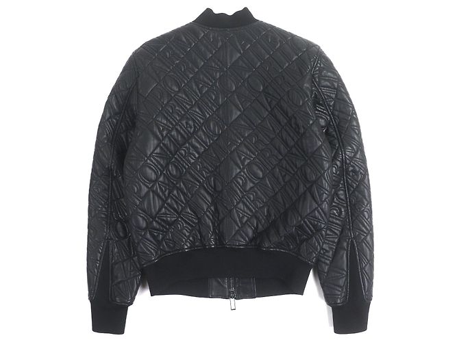Blouson en cuir d'agneau Emporio Armani Noir - vue 3