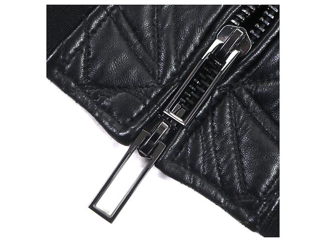 Blouson en cuir d'agneau Emporio Armani Noir - vue 6