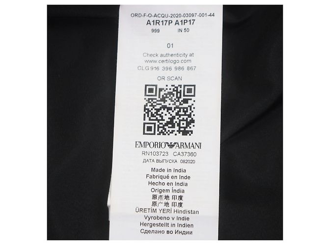 Blouson en cuir d'agneau Emporio Armani Noir - vue 9