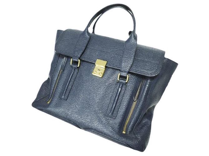 Autre Marque 3.1 Phillip Lim PASHLI MEDIUM SATCHEL Bolsa 2 em 1 em couro de vaca Azul Azul marinho - vista 3