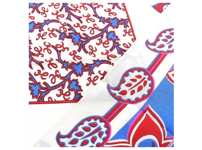 Pañuelo de seda Hermès Blanco Roja Azul Crudo - vista 3