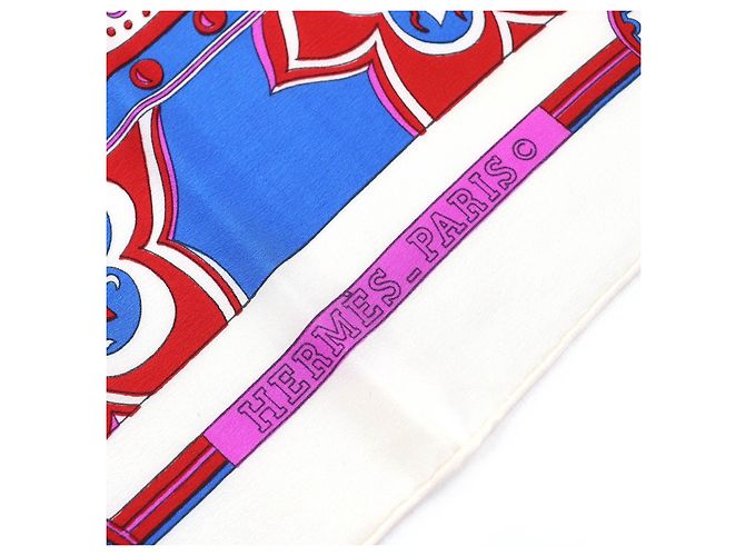 Pañuelo de seda Hermès Blanco Roja Azul Crudo - vista 4