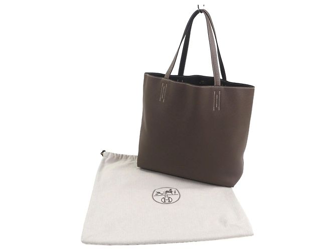 Bolsa Tote Hermès Double Sens45 Taurillon Clemence Marrom - vista 2