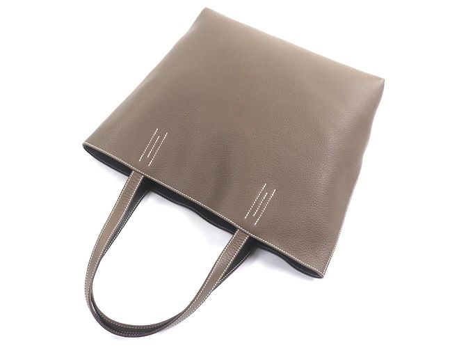 Bolsa Tote Hermès Double Sens45 Taurillon Clemence Marrom - vista 8