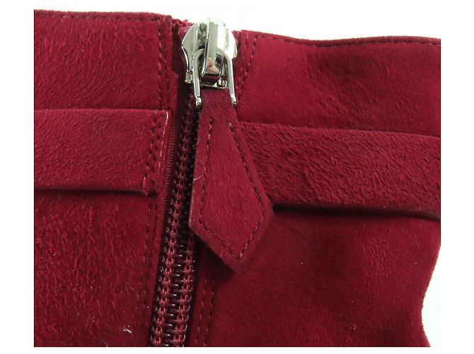 Hermès Saint Germain35.5 Wildleder-Short-Boots Braun Bordeaux - Ansicht 10