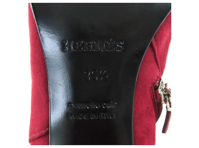 Hermès Saint Germain35.5 Wildleder-Short-Boots Braun Bordeaux - Ansicht 13