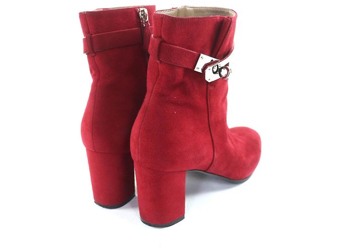 Hermès Saint Germain35.5 Wildleder-Short-Boots Braun Bordeaux - Ansicht 3