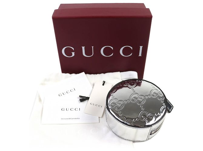 Gucci GG Pattern Patent Leather Pouch Silber - Ansicht 2