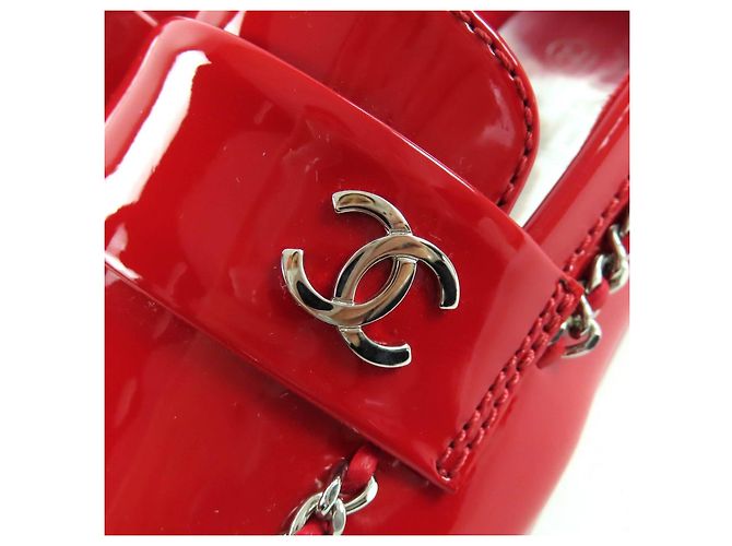 Mocassini Chanel G35631 in vernice Rosso - vista 9