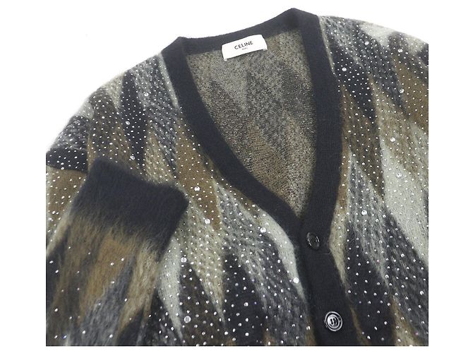 Céline CELINE Cardigan aus gebürstetem Mohair mit Stickerei Grün - Ansicht 2