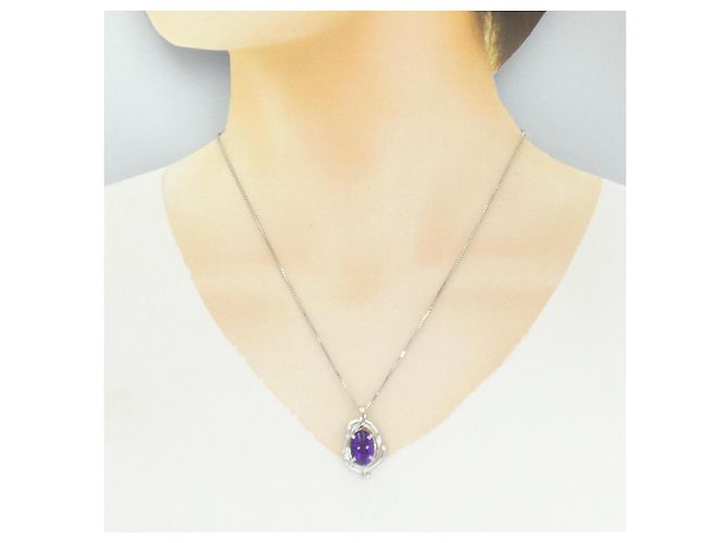Autre Marque Collana in ametista e diamanti in platino PT900 PT850 Porpora - vista 6