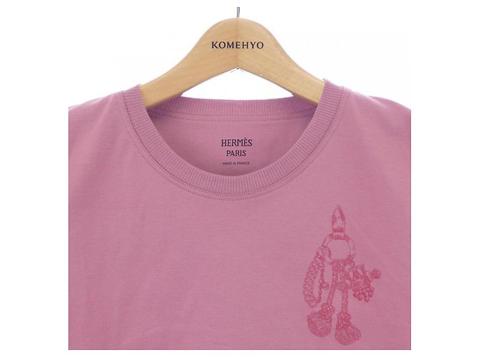 Hermès Camiseta de algodón Hermes Cartouche Parfroy Rosa - vista 5