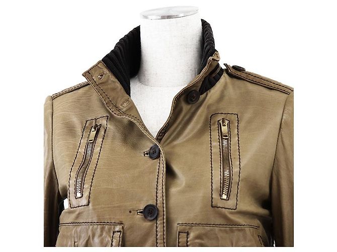 Chaqueta Bomber Gucci Madonna de piel de vaca Castaño Caqui - vista 2