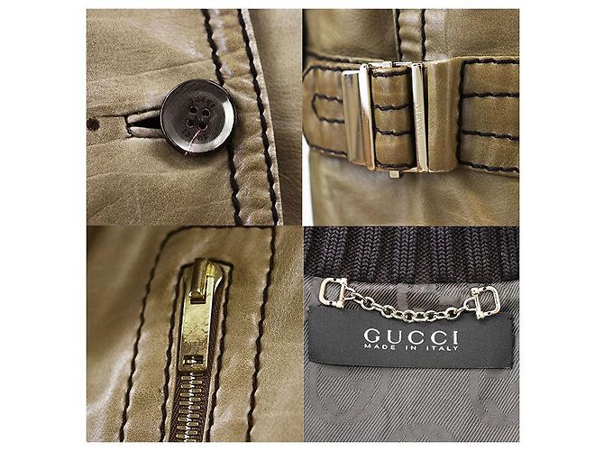 Chaqueta Bomber Gucci Madonna de piel de vaca Castaño Caqui - vista 3