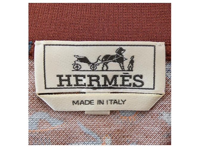 Hermès Polo in cotone Hermes Rosso Blu Beige - vista 4