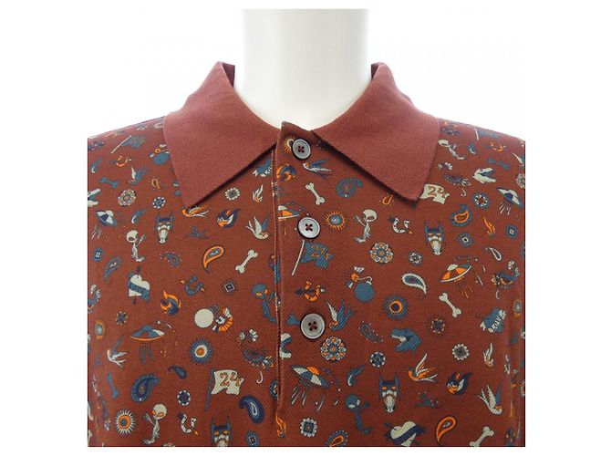 Hermès Polo in cotone Hermes Rosso Blu Beige - vista 5