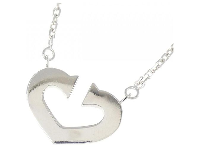 Collana Cartier C Heart 750 Oro Bianco Argento - vista 3