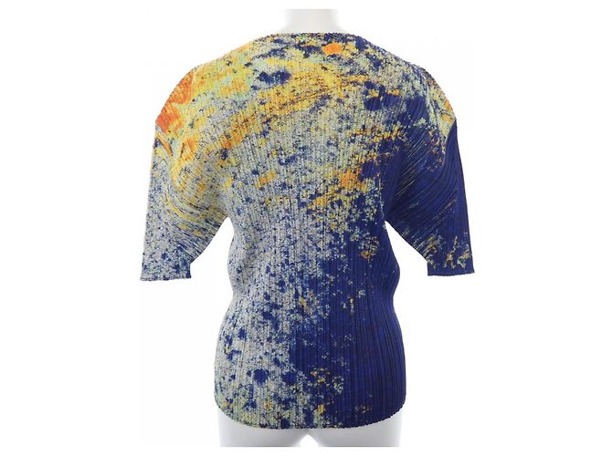 Issey Miyake PLEATS PLEASE Top plissé Blu Verde Giallo Blu navy - vista 2