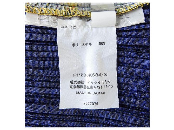 Issey Miyake PLEATS PLEASE Top plissé Blu Verde Giallo Blu navy - vista 3