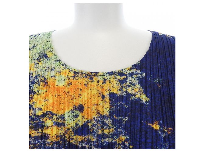 Issey Miyake PLEATS PLEASE Top plissé Blu Verde Giallo Blu navy - vista 5