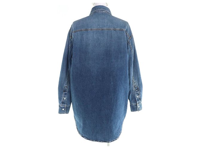 Gucci Interlocking G Brosche Denim Langarmhemd Blau - Ansicht 3