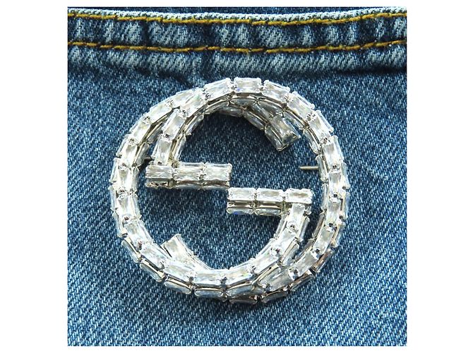 Gucci Interlocking G Brosche Denim Langarmhemd Blau - Ansicht 6