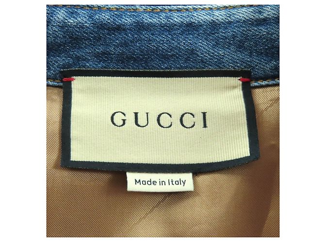 Gucci Interlocking G Brosche Denim Langarmhemd Blau - Ansicht 8
