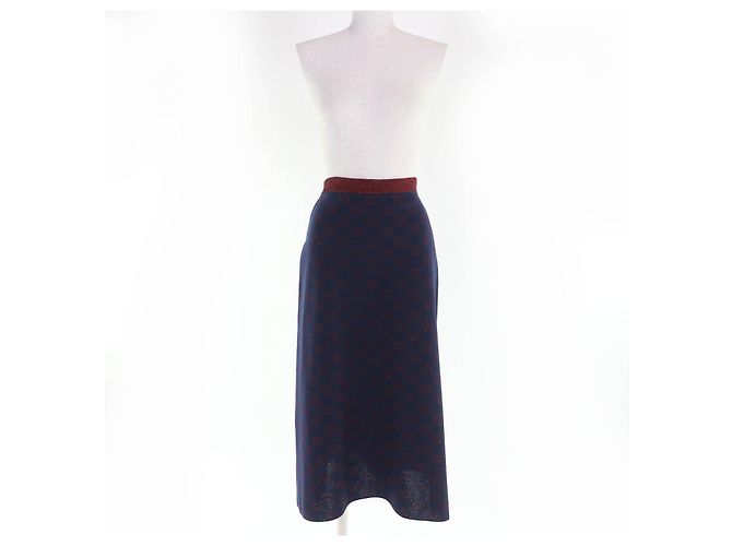 Gonna in maglia di lana jacquard lamé GGPattern di Gucci Blu - vista 2