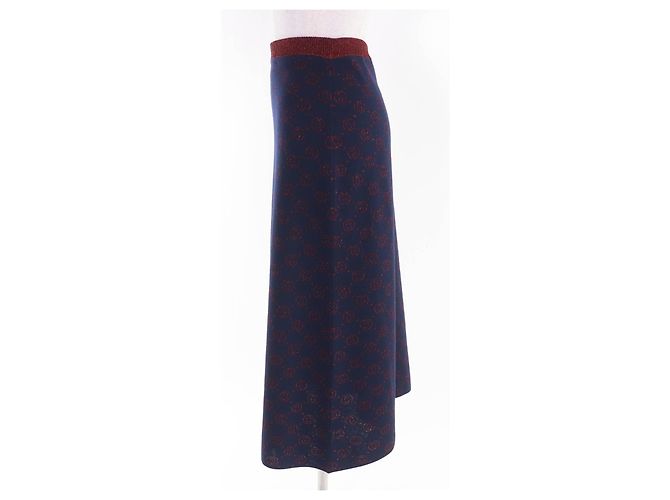 Gonna in maglia di lana jacquard lamé GGPattern di Gucci Blu - vista 3