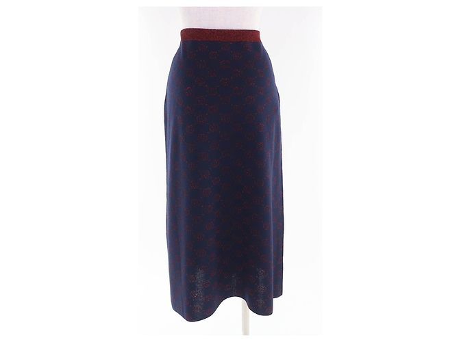 Gonna in maglia di lana jacquard lamé GGPattern di Gucci Blu - vista 4