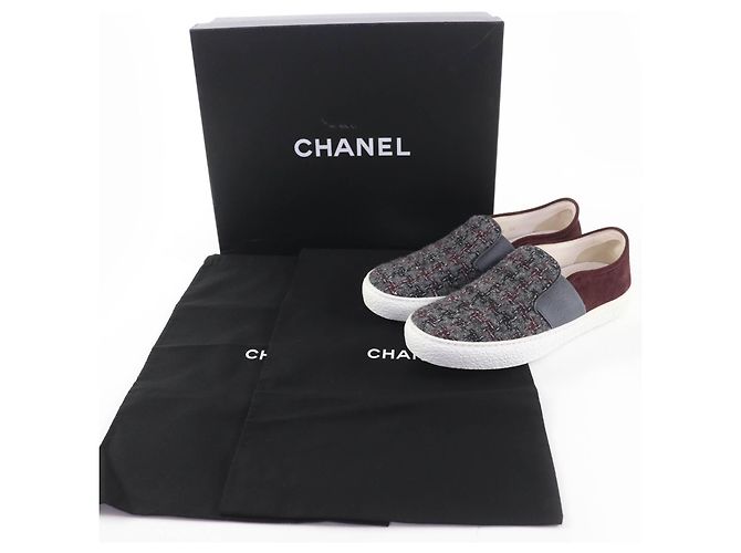 Sneakers Chanel COCO Mark Tweed Suede Marrone - vista 2