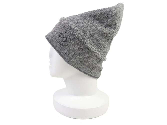 Chanel COCO Mark Kaschmir Strickmütze Braun - Ansicht 4