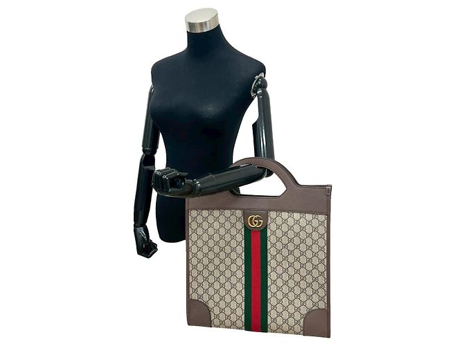 Gucci Ophidia GG Supreme Leder Tote Bag Braun Rot Grün - Ansicht 3