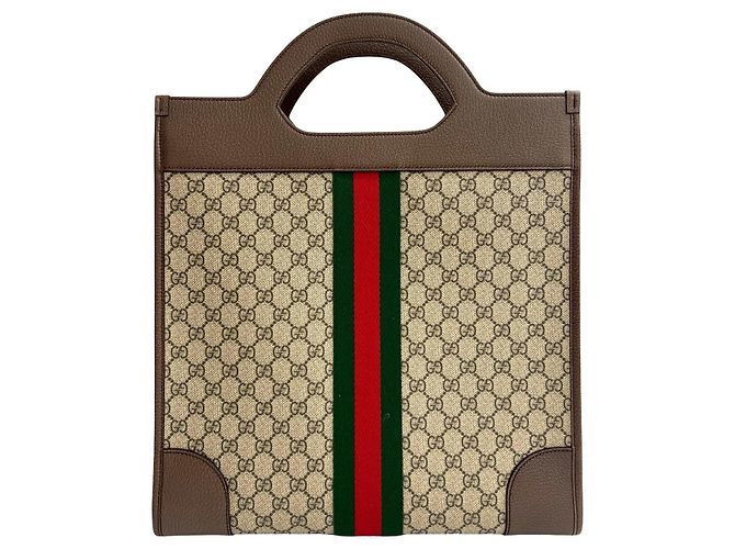Gucci Ophidia GG Supreme Leder Tote Bag Braun Rot Grün - Ansicht 4