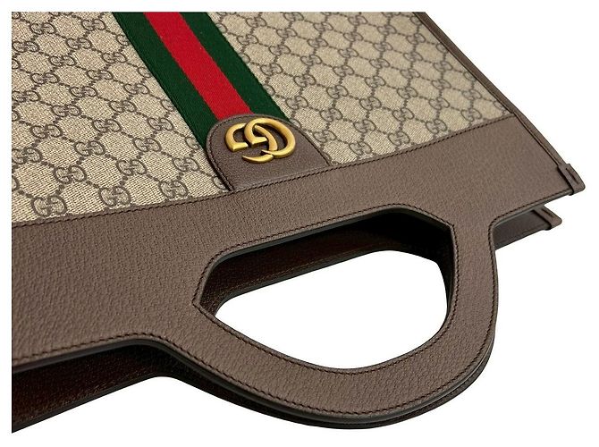 Gucci Ophidia GG Supreme Leder Tote Bag Braun Rot Grün - Ansicht 5