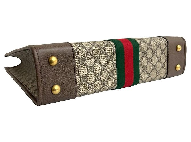 Gucci Ophidia GG Supreme Leder Tote Bag Braun Rot Grün - Ansicht 8