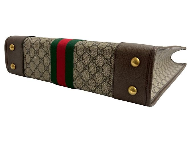 Gucci Ophidia GG Supreme Leder Tote Bag Braun Rot Grün - Ansicht 9