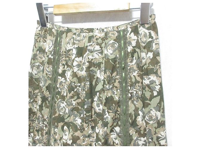 Autre Marque Saia sereia longa com estampa floral PINK HOUSE Verde Caqui - vista 3