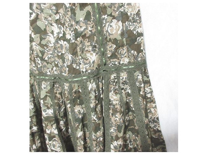 Autre Marque Saia sereia longa com estampa floral PINK HOUSE Verde Caqui - vista 4