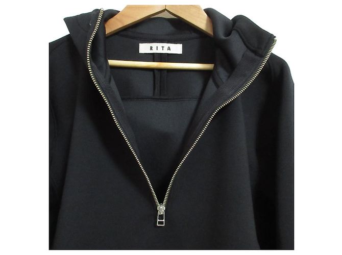 Autre Marque RITA JEANS TOKYO BONDING Half Zip Hoodie Schwarz - Ansicht 4