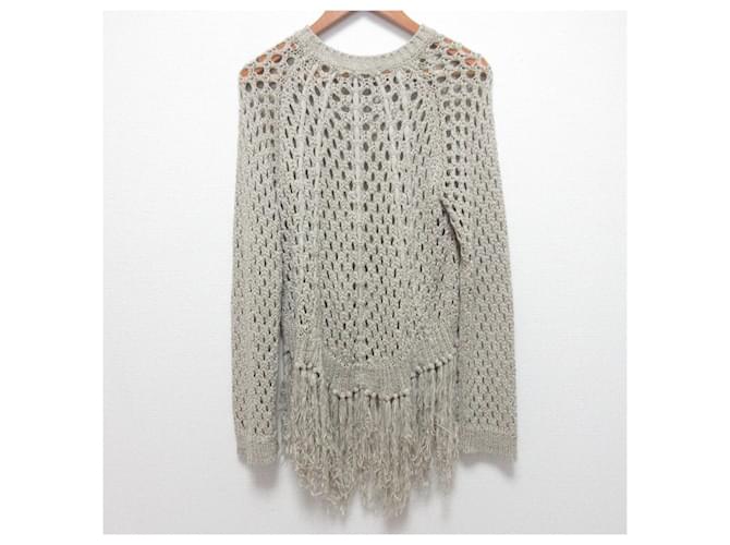 Autre Marque UN3D. Strickpullover mit Mesh-Fransen Beige - Ansicht 2