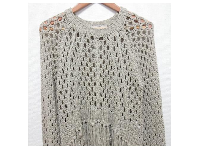 Autre Marque UN3D. Strickpullover mit Mesh-Fransen Beige - Ansicht 3